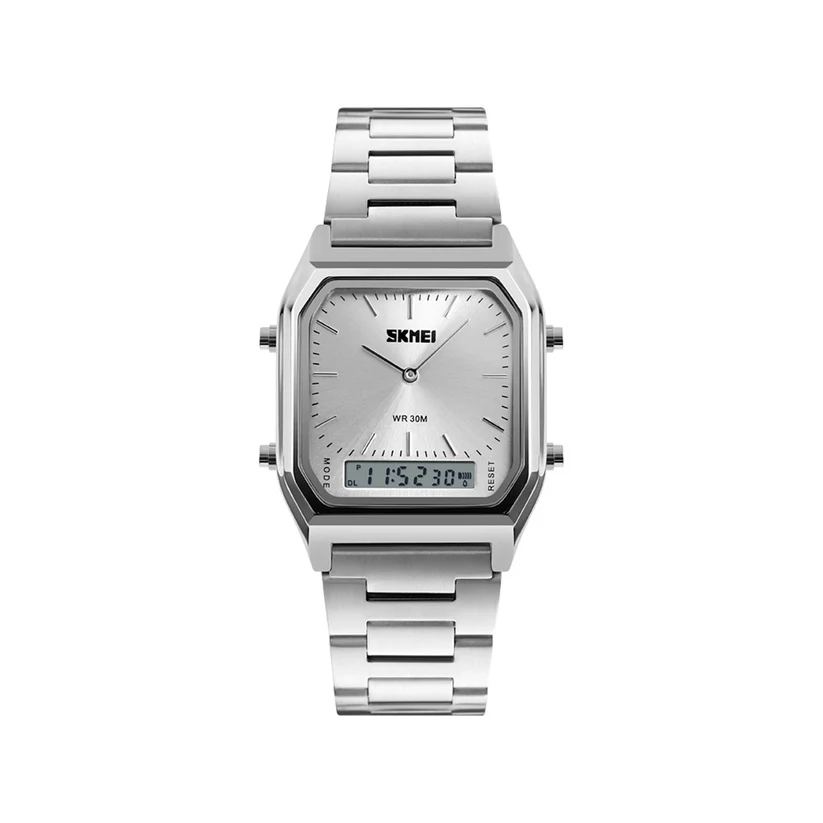 SKMEI 1220 Dual Display Digital Watch Silver+White